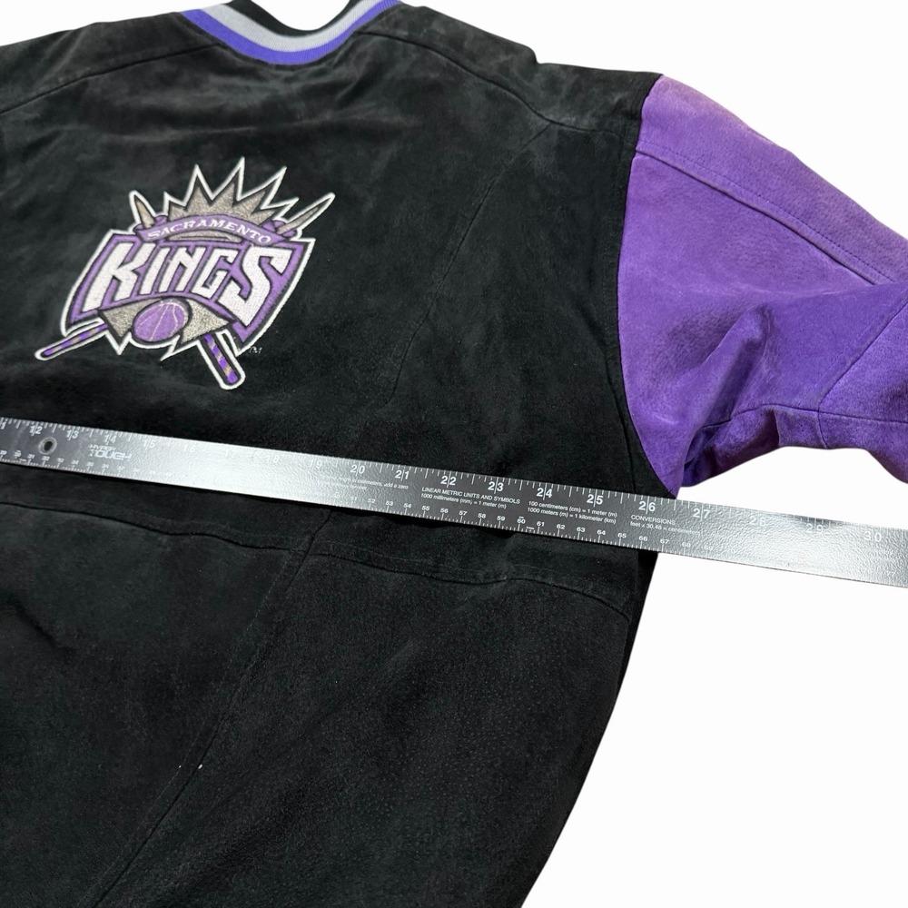 Vintage Jeff Hamilton Sacramento‎ Kings Black Purple Suede Jacket Size XL - Picture 10 of 12